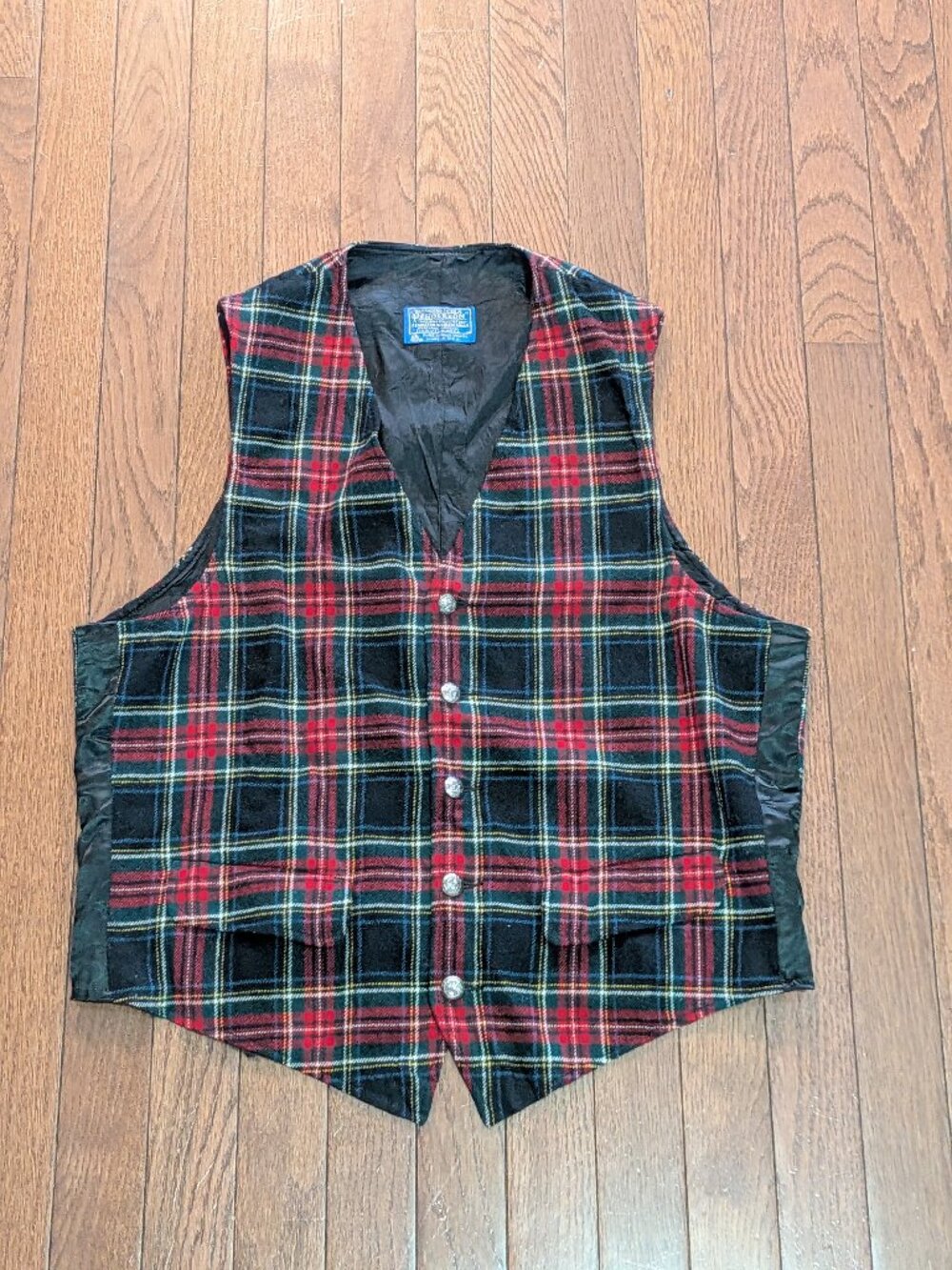 Vintage Pendleton Full Wool Back Plaid Vest Made in USA - Size M